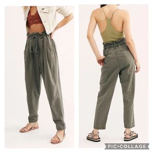 Free People Olive Green Paperbag Waist Pants